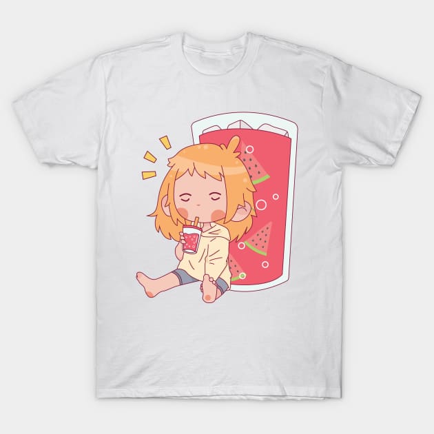 Cute Baby Anime Juice Characters Watermelon T-Shirt by TinPis